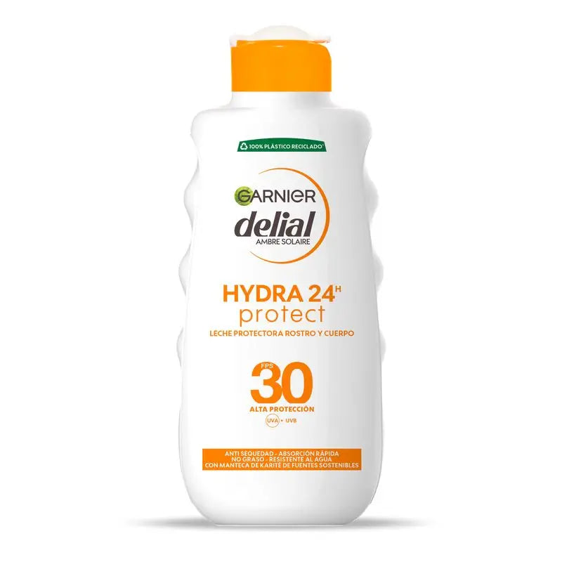 Garnier Delial Hydra 24H Protect Leite Protetor Rosto e Corpo SPF 30, Pele Suave e Hidratada , 200 ml