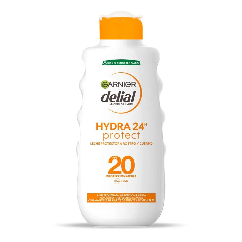 Garnier Delial Hydra 24H Protect Leite Protetor Proteção Rosto e Corpo Spf 20, Pele Suave e Hidratada 200Ml