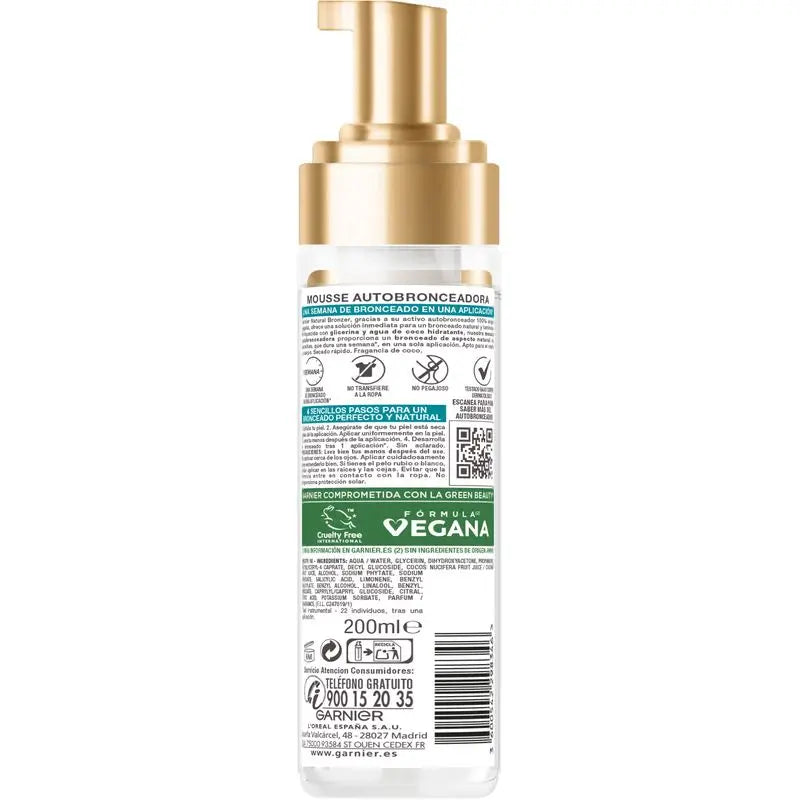 Garnier Delial Garnier Delial Mousse Autobronzeadora com Água de Coco Hidratante 200 Ml