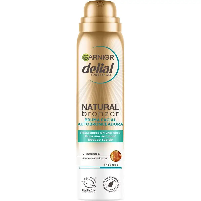 Garnier Delial Natural Bronzer Facial Mist with Apricot Oil for Natural and Even Tanning, 75 ml