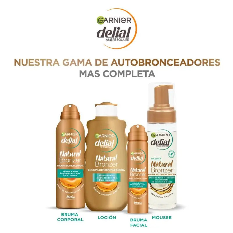 Garnier Ambre Solaire Natural Bronzer loção auto-bronzeadora com óleo de caroço de alperce, 200ml.