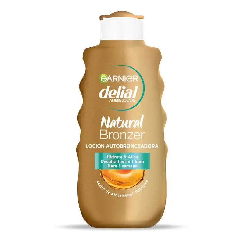 Garnier Ambre Solaire Natural Bronzer loção auto-bronzeadora com óleo de caroço de alperce, 200ml.