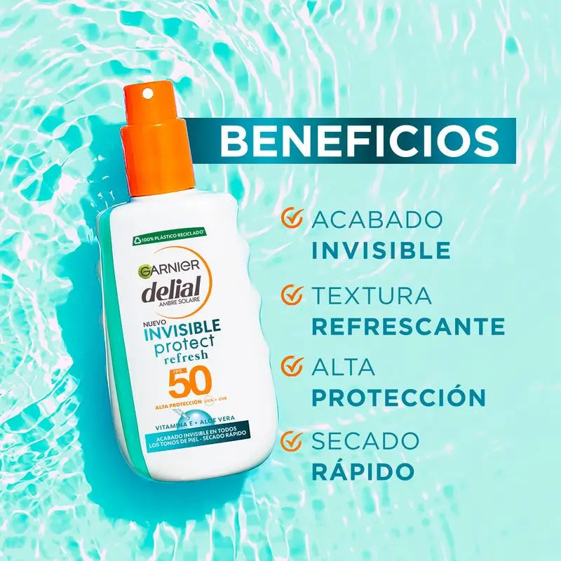 Garnier Delial Garnier Delial Delial Spray Solar Invisível Protect. Acabamento Invisível em Todos os Tons de Pele FPS 50, 200Ml