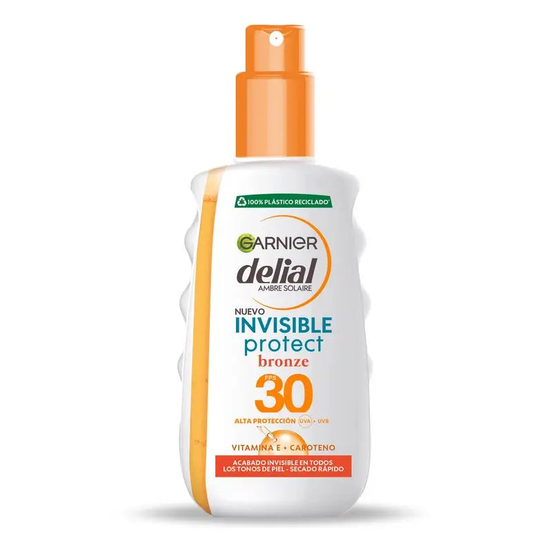 Garnier Delial Spray Solar Bronzeador Invisible Protect com Vitamina E. Protege e Potencia o Bronzeado SPF 30 , 200 mL