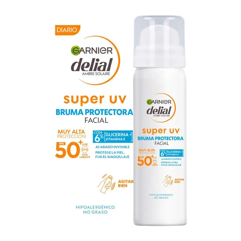 Garnier Ambre Solaire Super Uv Garnier Delial Super Uv Fps50+ Névoa Facial Protetora Com Textura Invisível, 75Ml