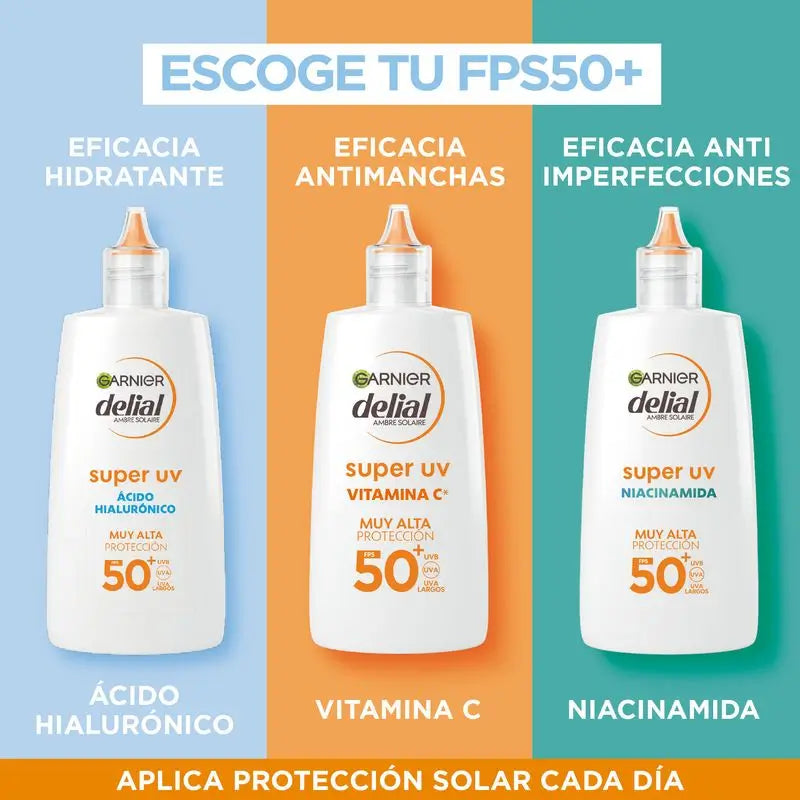 Garnier Delial Garnier Delial Super Uv Fps50+ Fluido Hidratante Diário com Ácido Hialurónico e Vitamina E , 40Ml