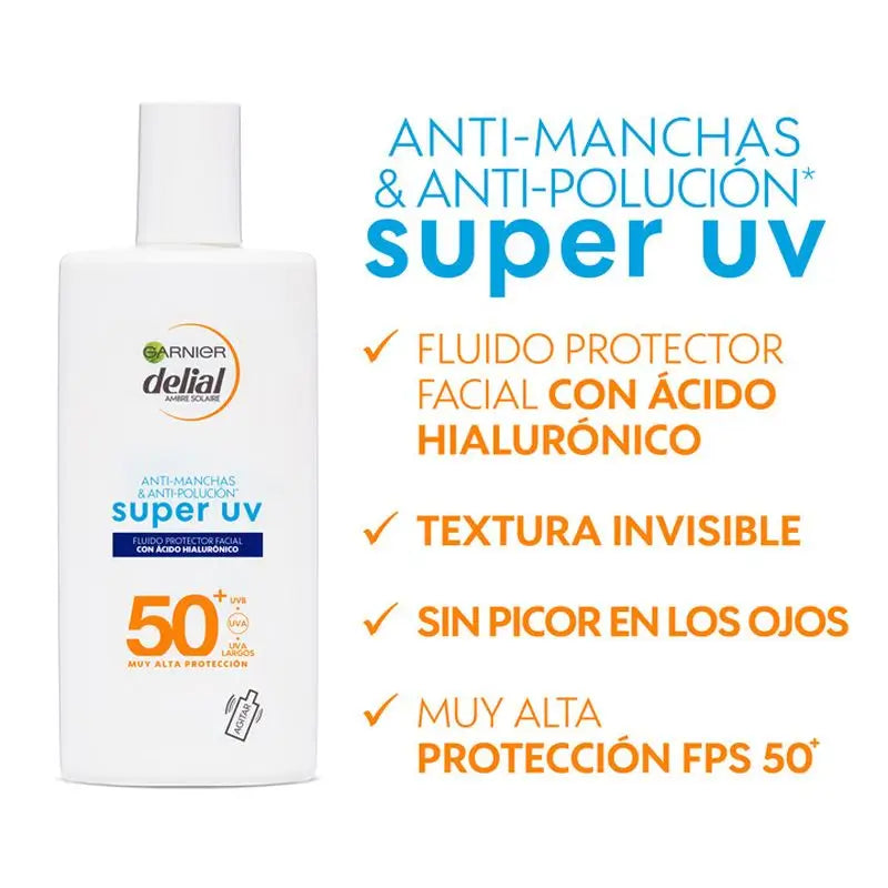 Garnier Delial Garnier Delial Super Uv Fps50+ Fluido Hidratante Diário com Ácido Hialurónico e Vitamina E , 40Ml