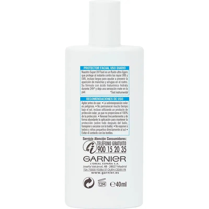 Garnier Delial Garnier Delial Super Uv Fps50+ Fluido Hidratante Diário com Ácido Hialurónico e Vitamina E , 40Ml