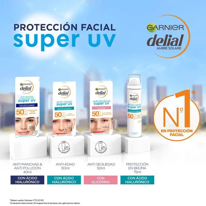 Garnier Delial Garnier Delial Super Uv Fps50+ Fluido Hidratante Diário com Ácido Hialurónico e Vitamina E , 40Ml