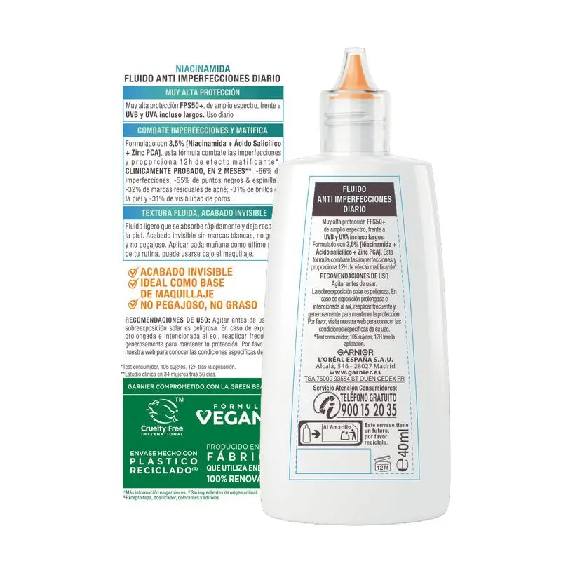 Garnier Ambre Solaire Super Uv Garnier Delial Super Uv Niacinamida Fps50+ Creme Fluido Diário Anti-Imperfeições