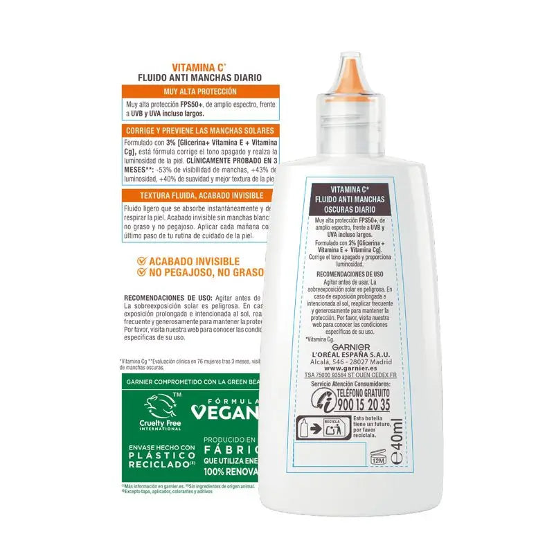 Garnier Ambre Solaire Super Uv Garnier Delial Super Uv Vitamina C Fps50+ Creme Fluido Diário Anti,Manchas