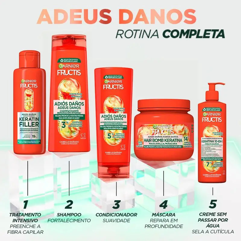 Garnier Fructis Champô Sem Danos com Óleo de Marula Para Cabelos Danificados 300Ml