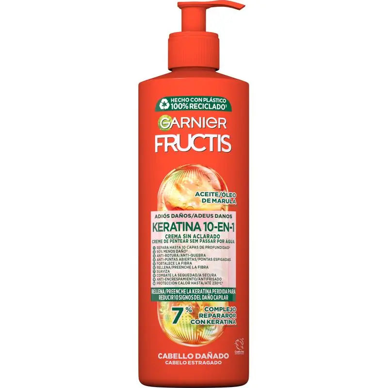 Garnier Fructis Damage Garnier Fructis Creme Sem Enxaguamento 10,1 Adeus Danos Com Óleo de Marula Para Cabelos Danificados 400Ml