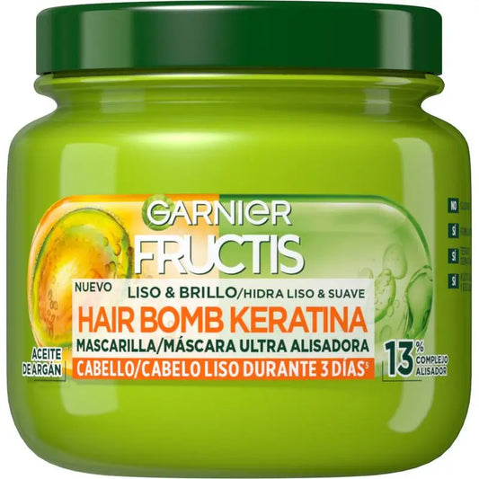 Garnier Fructis Hair Bomb Queratina Ultra Suavizante Máscara Capilar com Óleo de Argão , 320 ml