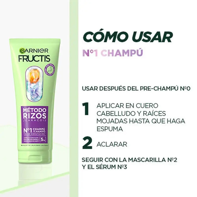 Garnier Fructis Caracóis Hidratados Garnier Fructis Caracóis Método #1 Champô Para Caracóis Hidratados 72H 200Ml