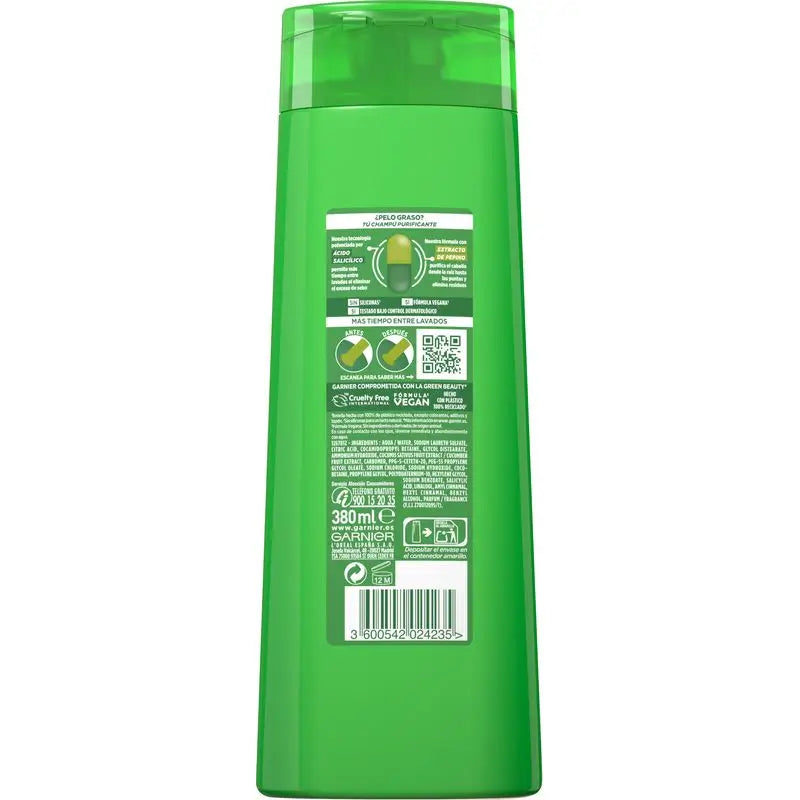 Garnier Fructis Garnier Fructis Pure Fresh Cucumber Champô Purificante Cabelos Oleosos 380 Ml