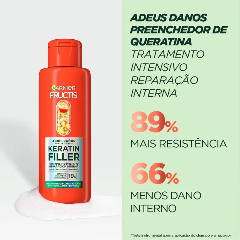 Garnier Fructis Damage Keratin Filler tratamento intensivo com óleo de marula para cabelos danificados, 200ml.