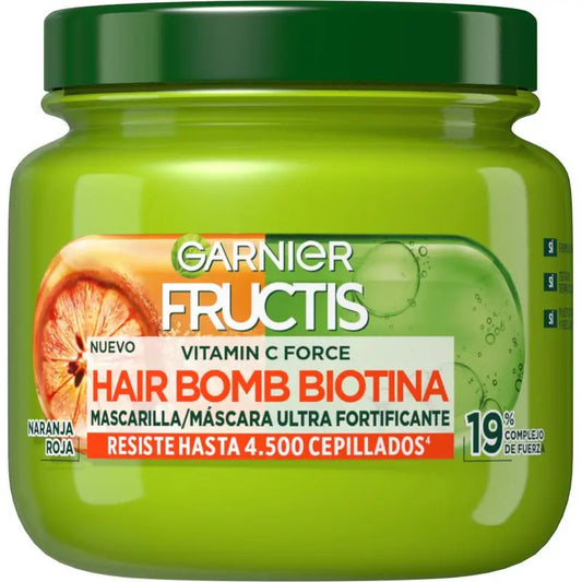 Garnier Fructis Vitamin C Force Hair Bomb Máscara capilar biotina com laranja vermelha, 320 ml.