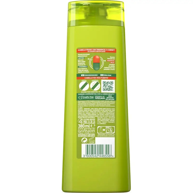 Garnier Fructis Vitamin Force Champô com Laranja Vermelha, Vitamina C e Biotina para cabelos com tendência a cair, 380 ml