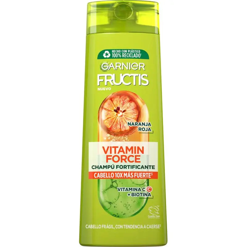 Garnier Fructis Vitamin Force Champô com Laranja Vermelha, Vitamina C e Biotina para cabelos com tendência a cair, 380 ml