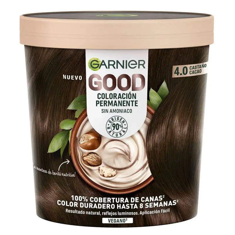 Garnier Garnier Garnier Garnier Good Coloração Permanente Sem Amoníaco, 90% Origem Natural Tonalidade 4.0 Castanho Cacau.