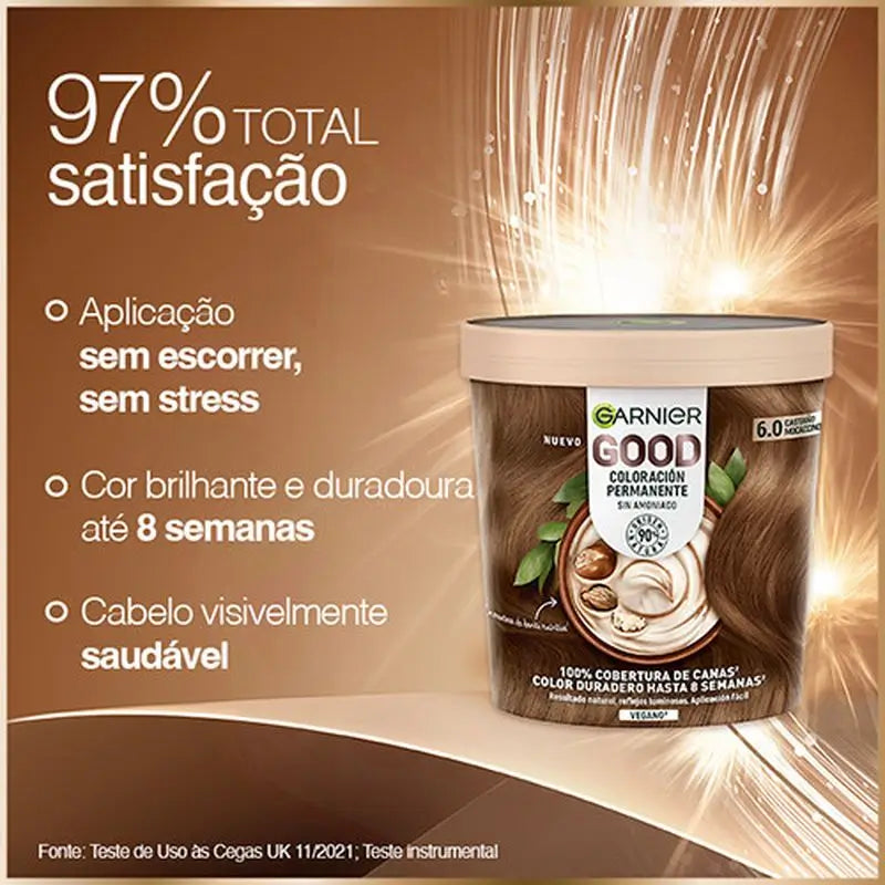 Garnier Garnier Garnier Garnier Garnier Good Coloração Permanente Sem Amoníaco, 90% Origem Natural Tonalidade 6.0 Auburn Mocaccino.