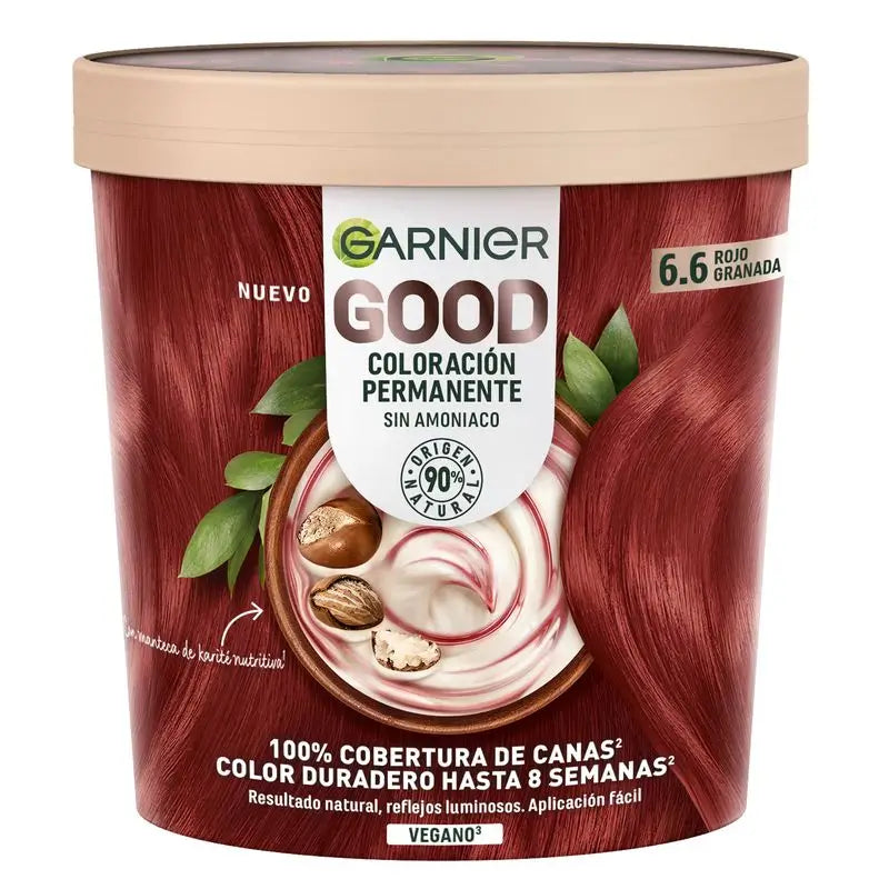 Garnier Garnier Garnier Garnier Good Coloração Permanente Sem Amoníaco, 90% Origem Natural Tonalidade 6.6 Vermelho Romã.