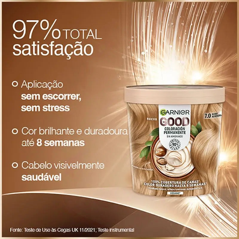 Garnier Garnier Garnier Garnier Good Coloração Permanente Sem Amoníaco, 90% Origem Natural Tonalidade 7.0 Louro Amêndoa.