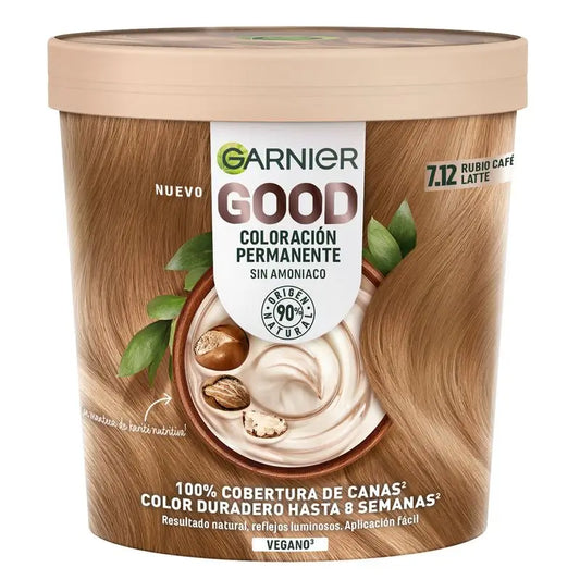 Garnier Garnier Garnier Garnier Good Coloração Permanente Sem Amoníaco, 90% Origem Natural Tonalidade 7.12 Café Latte Blonde.