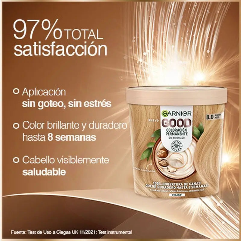 Garnier Garnier Garnier Garnier Good Coloração Permanente Sem Amoníaco, 90% Origem Natural Tonalidade 8.0 Louro Mel.