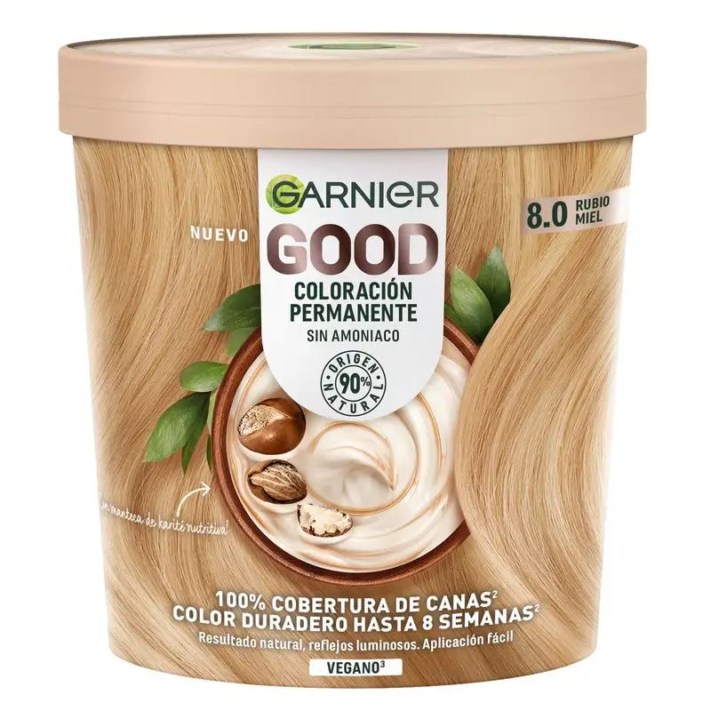 Garnier Garnier Garnier Garnier Good Coloração Permanente Sem Amoníaco, 90% Origem Natural Tonalidade 8.0 Louro Mel.