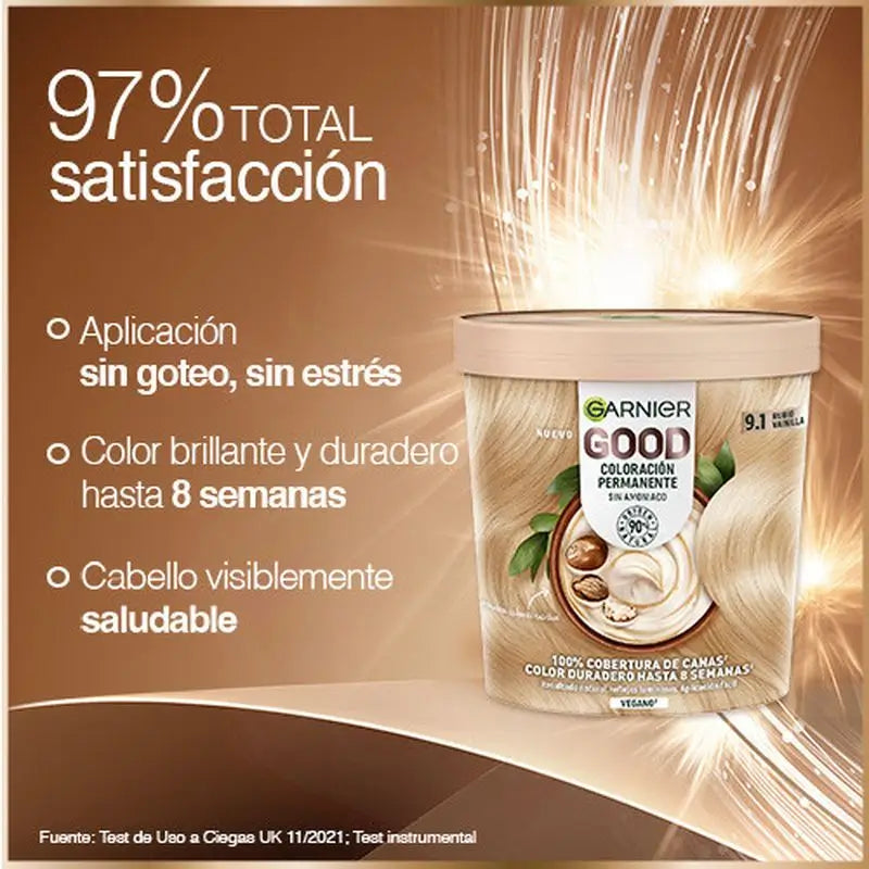 Garnier Garnier Garnier Garnier Good Coloração Permanente Sem Amoníaco, 90% Origem Natural Tonalidade 9.1 Louro Baunilha.