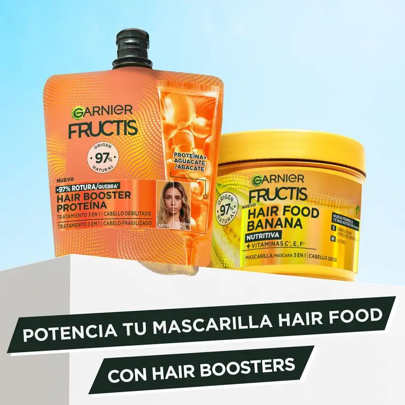 Garnier Fructis Hairfood Garnier Hair Booster Protein 3,1,1 Tratamento para 97% menos quebra de cabelo*.