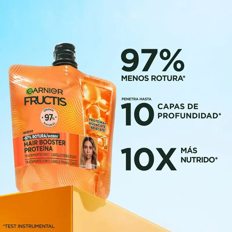 Garnier Fructis Hairfood Garnier Hair Booster Protein 3,1,1 Tratamento para 97% menos quebra de cabelo*.