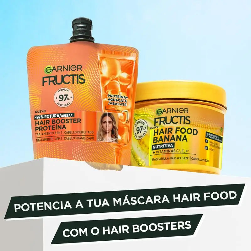 Garnier Fructis Hairfood Garnier Hair Booster Protein 3,1,1 Tratamento para 97% menos quebra de cabelo*.