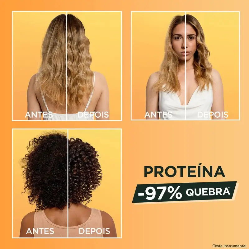 Garnier Fructis Hairfood Garnier Hair Booster Protein 3,1,1 Tratamento para 97% menos quebra de cabelo*.