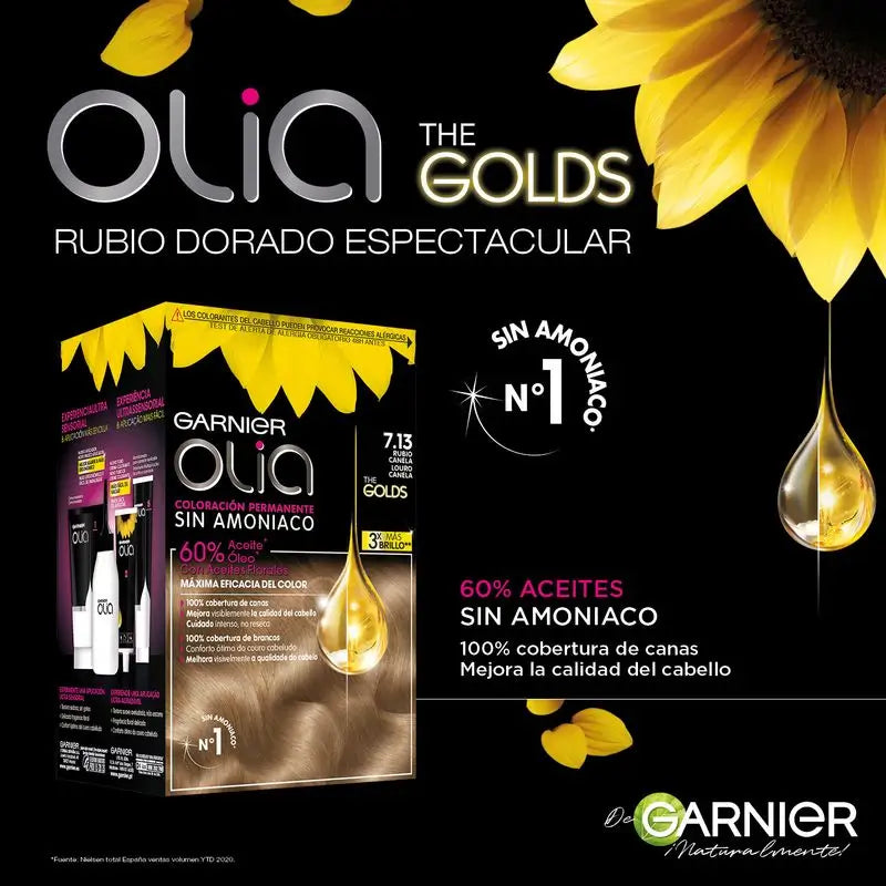 Garnier Olia Coloração Permanente sem amoníaco: louro canela 7.13, óleos florais, aroma agradável