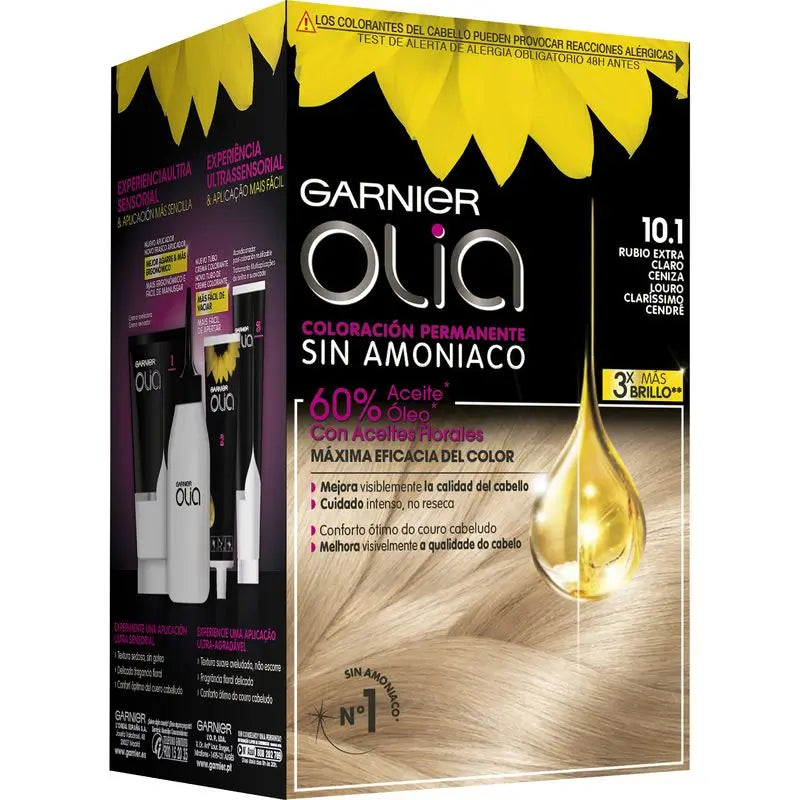 Garnier Olia Coloração Permanente sem amoníaco: louro extra claro cinza 10.1, óleos florais, aroma agradável