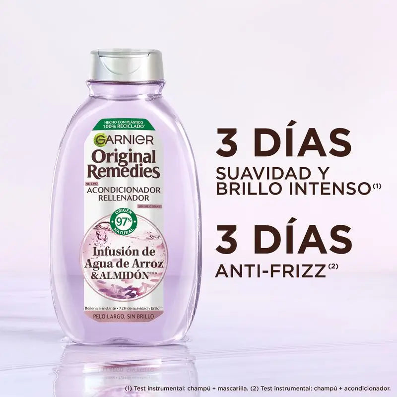 Champô Garnier Ultra Doux Água de Arroz com água de arroz para cabelos compridos e baços.