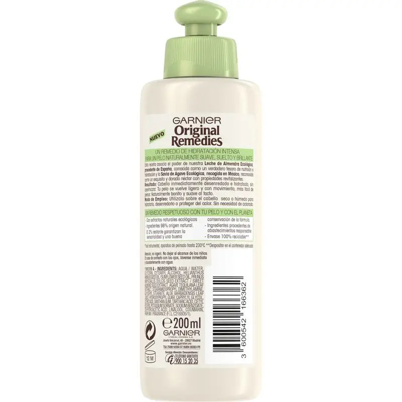 Garnier Original Remedies Creme Nutritivo de Leite de Amêndoas para Cabelos Normais, Finos e Desidratados, 200 ml