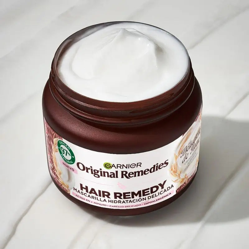 Garnier Original Remedies Máscara de Hidratação Delicada Hipoalergénica com Creme de Arroz e Leite de Aveia, 340 ml