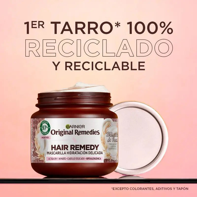 Garnier Original Remedies Máscara de Hidratação Delicada Hipoalergénica com Creme de Arroz e Leite de Aveia, 340 ml