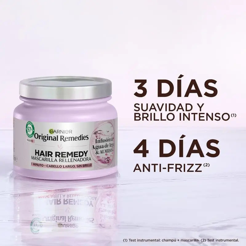 Máscara Garnier Ultra Doux Água de Arroz com água de arroz para cabelos compridos e baços.