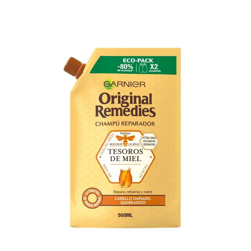 Garnier Original Remedies Garnier Original Remedies Champô Tesouros de Mel Eco Pack Para Cabelos Danificados, 500 Ml