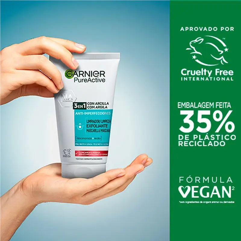 Garnier Pure Active 3 em 1 Gel com Argila Anti-Imperfeições - 150 Ml