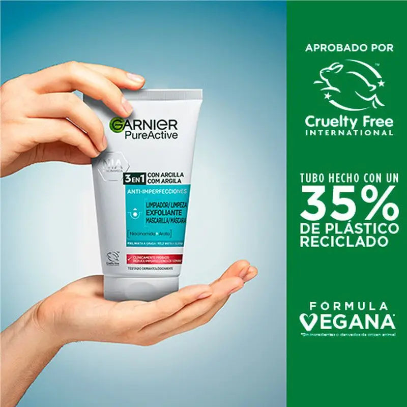 Garnier Pure Active 3 em 1 Gel com Argila Anti-Imperfeições - 150 Ml