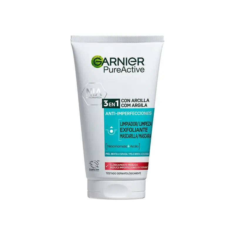 Garnier Pure Active 3 em 1 Gel com Argila Anti-Imperfeições - 150 Ml