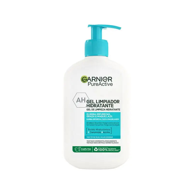 Garnier Garnier Pure Active Moisturising Cleansing Gel With Hyaluronic Acid, Ceramide And Clay Remove Impurities.