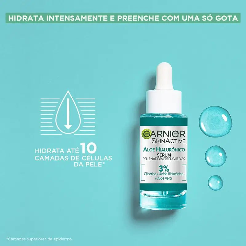 Garnier Skin Active Garnier Aloe Hyaluronic Sérum Hidratante Repositor com 3% de Glicerina + Ácido Hialurónico + Aloé Vera.