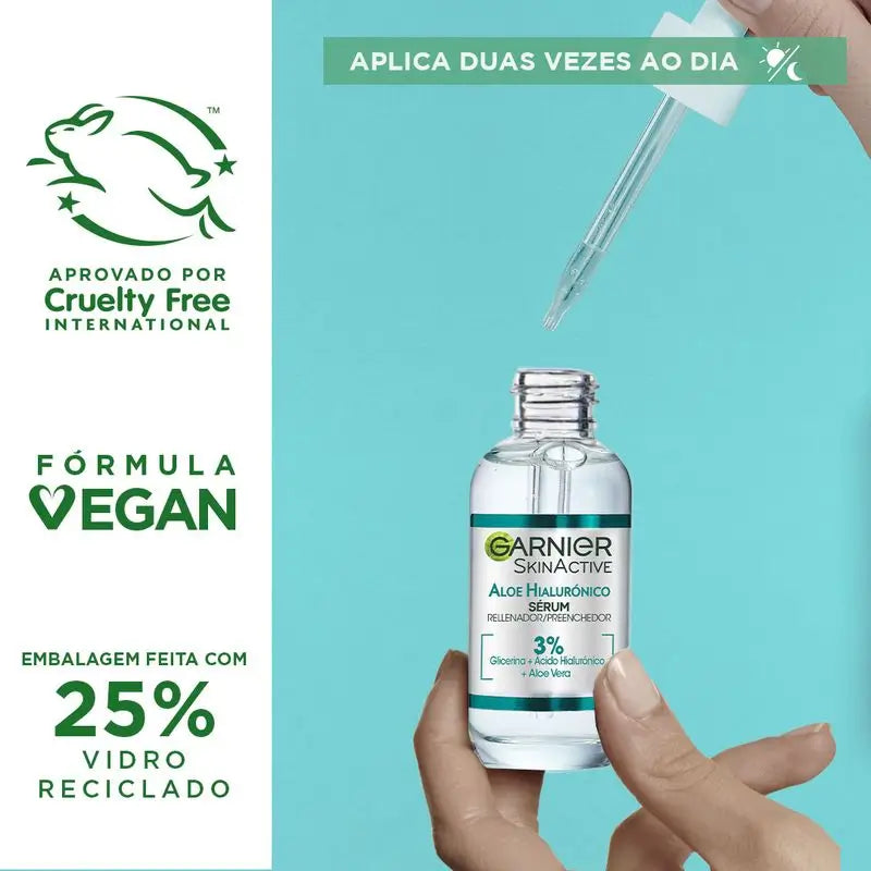 Garnier Skin Active Garnier Aloe Hyaluronic Sérum Hidratante Repositor com 3% de Glicerina + Ácido Hialurónico + Aloé Vera.